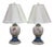 2 Antique French Floral Painted Butterfly Ginger Jar Mantel Urn Lamps Pair 34" For Sale