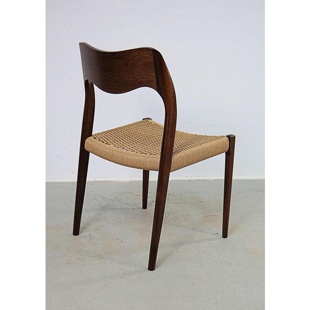 Wood Vintage Fully Restored Rosewood Dining Chairs with Paper Cord Seats by Niels Otto Møller, Customizable Reupholstery, 1960s, Set of 6 For Sale - Image 7 of 15