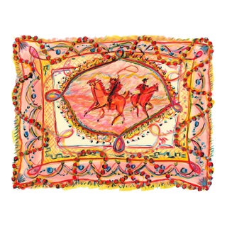 Pink Roping With Pearls Original Contemporary Figurative Watercolor by Pauline De Roussy De Sales For Sale