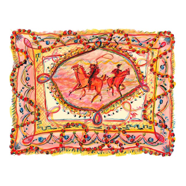 Pink Roping With Pearls Original Contemporary Figurative Watercolor by Pauline De Roussy De Sales For Sale