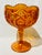 Vintage Fenton Carnival Glass Compote in Iridescent Amber 8" Tall For Sale - Image 9 of 9