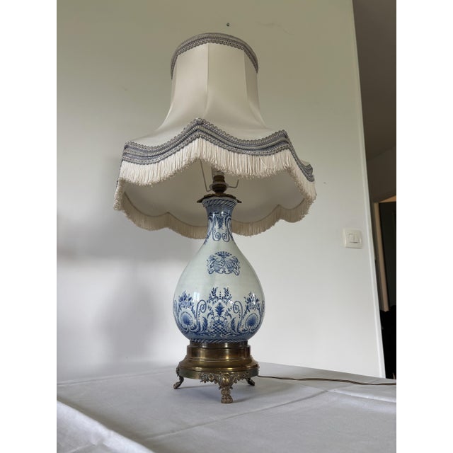 Antique Blue Earthenware Lamp, 1860 For Sale - Image 4 of 10