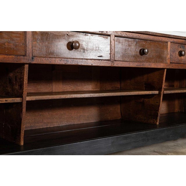 English Ebonised Pine Haberdashery Shop Counter with Walnut Top, 1880s For Sale - Image 16 of 18