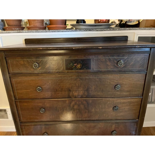 Mid-Century Modern Antique Mahogany 4 Drawer Dresser With Casters. By Charles R Sligh For Sale - Image 3 of 12