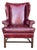 Vintage Burgundy Leather Wingback Chair With Brass Nailhead Trim by Baker For Sale