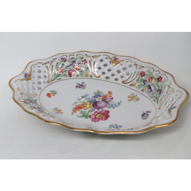 Schumann Arzberg Bavaria Dresden Line Reticulated Open Oval Bowl 4580b For Sale - Image 14 of 17