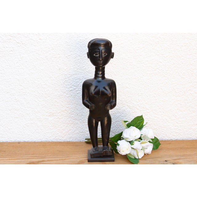 Black Dark Patinated African Baule Female Figure For Sale - Image 8 of 8