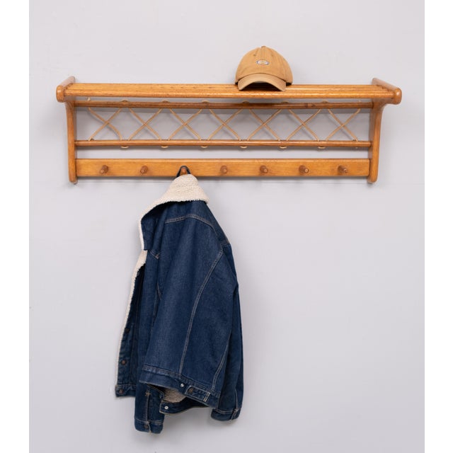 1950s Oak Hanging Coat Rack by Johan Wulfers, Holland, 1950s For Sale - Image 5 of 8