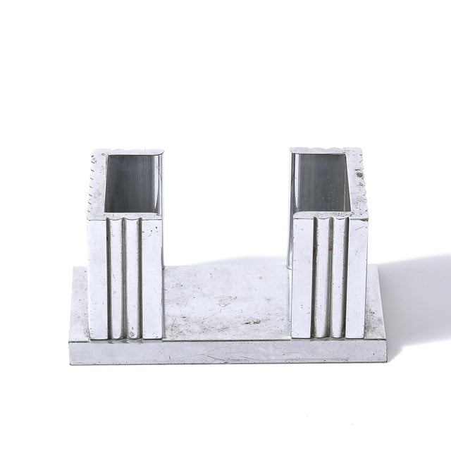 Chrome Art Deco Machine Age Fluted Cigarette/Card Holder in Chrome Signed Chase For Sale - Image 8 of 9