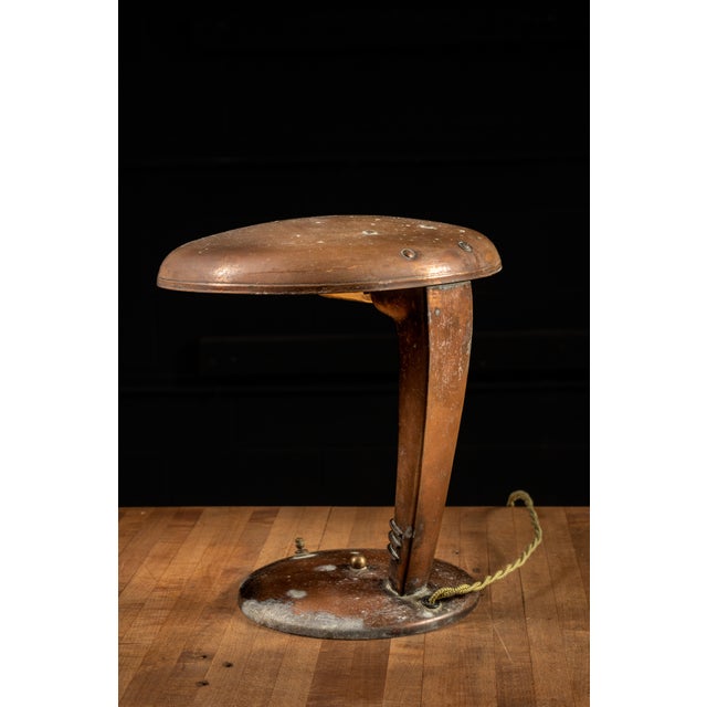 Mid 20th Century 1940s Art Deco Faries Manufacturing Co. Brass “Cobra” Desk Lamp For Sale - Image 5 of 8