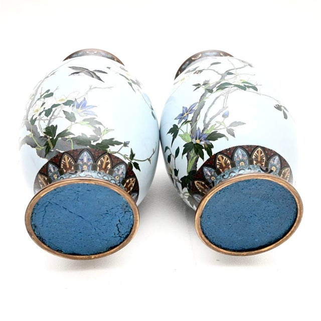 1950s Vintage Japanese Cloisonne Vases, 1950, Set of 2 For Sale - Image 5 of 11