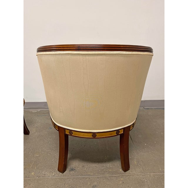 Maitland-Smith Bergère Lounge Chairs With Gilt Parcel Swan Heads - A Pair For Sale - Image 9 of 14