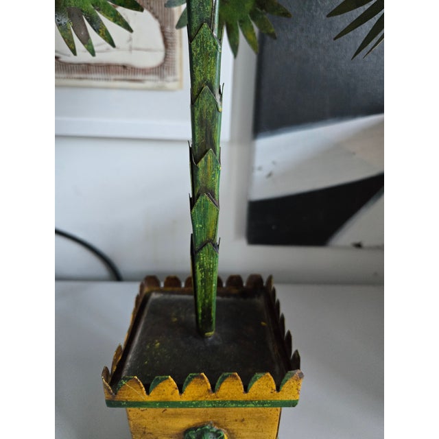1960's Italian Yellow Tole Palm Tree Lamp For Sale - Image 14 of 14