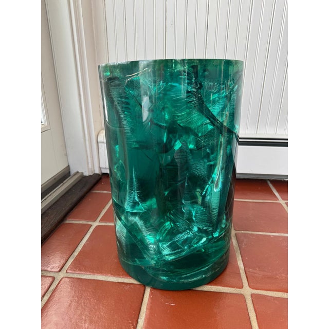 Resin Accent Table With Glass Top For Sale - Image 12 of 13