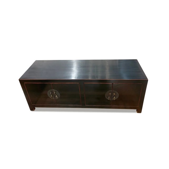 Asian Double Doors TV stand made out of elm wood. It has one removable shelf on each side of compartment. It is very...