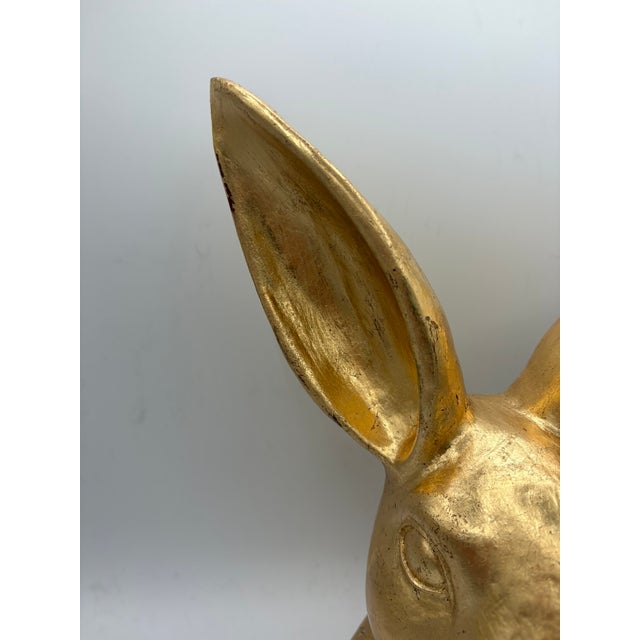 Textile Hand Gilded Distressed Gold Easter Bunny Rabbit Tabletop Decor Sculpture Art For Sale - Image 7 of 13
