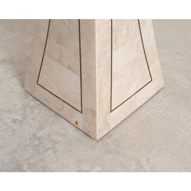 Tessellated Stone Brass Pedestal Stand Maitland Smith Style For Sale - Image 9 of 18