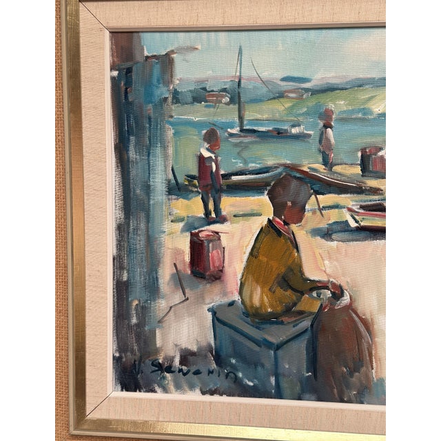 Mid-Century Modern Nils Sewerin, Harbour, 1950s, Oil Painting on Canvas, Framed For Sale - Image 3 of 18