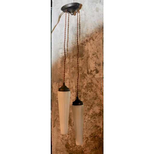 Ceiling Lamp with Two Cone-Shaped Lampshades, 1950s For Sale - Image 11 of 13