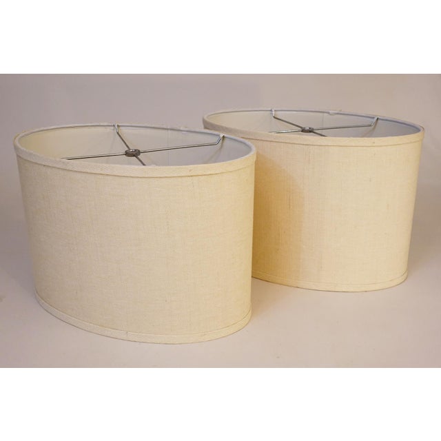 1960s Matched Pair Blanc De Chine Hollywood Regency Asian Modern Porcelain Seyei Fine China Wood Table Lamps W/ Linen Shades - a Pair For Sale - Image 10 of 14