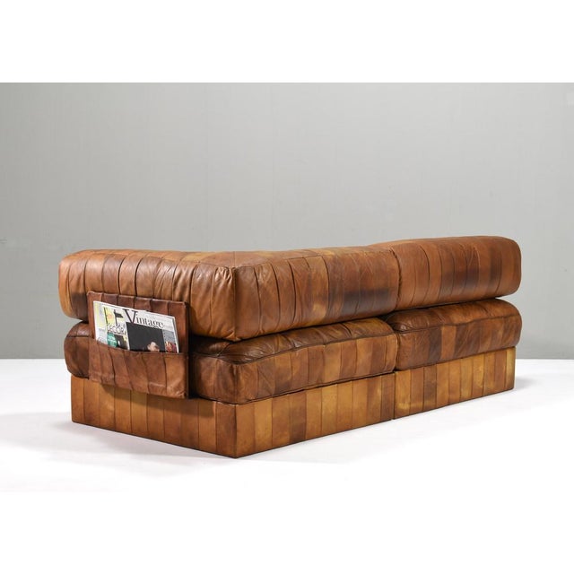 Wood DS-88 Sectional Sofa or Daybed in Cognac Tan Leather from De Sede, Switzerland, 1970s, Set of 8 For Sale - Image 7 of 18