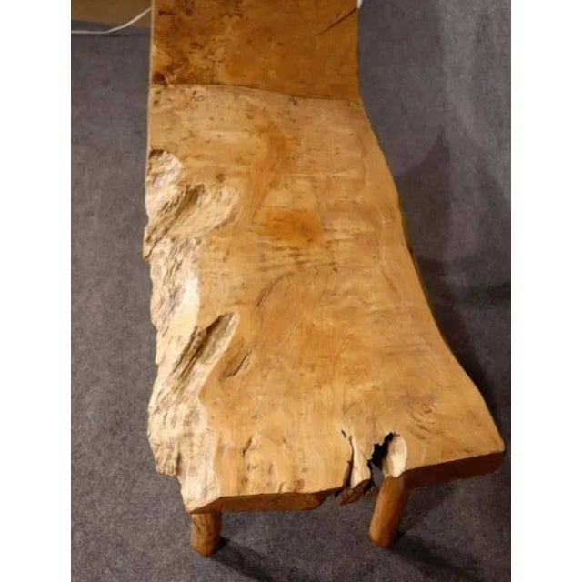 Heavy, solid live edge wood chair / chaise / bench. Artist made and very solid. Slanted back for lounging. Free form...