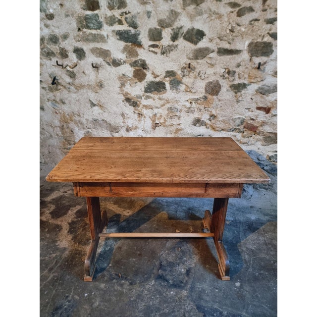 Antique French Oak Farmhouse Trestle Table, Early 1900s For Sale - Image 13 of 17