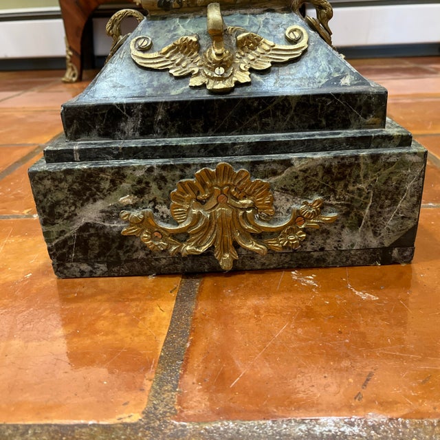 1990s Antique Reproduction Marble Pedestal With Bronze Work. For Sale - Image 9 of 10