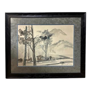 Stunning Large Watercolor by Jule Kullberg, Framed For Sale
