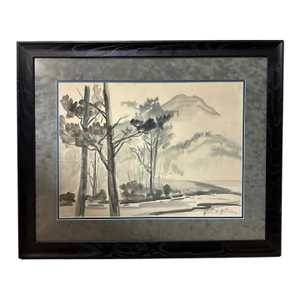 Stunning Large Watercolor by Jule Kullberg, Framed