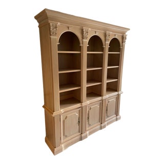 Hooker Bookcase Arched Fluted Column Blonde Wood For Sale