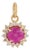 Vintage Inspired Sunburst Ruby & Diamond Halo Pendant in 14k Yellow Gold For Sale