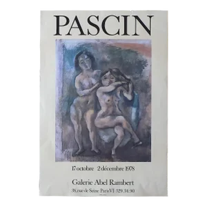 Vintage Mid 20th Century Dated Modernist Jules Pascin Full Size Poster