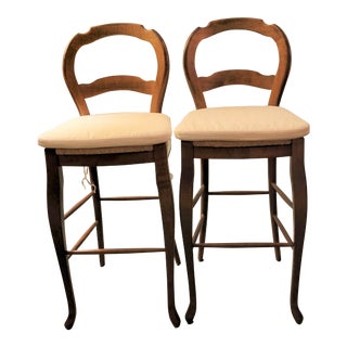 Pottery Barn French Provincial Country Bar Stools - a Pair For Sale