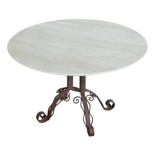 Vintage Art Deco Coffee Table in Wrought Iron and Marble, 1920s For Sale