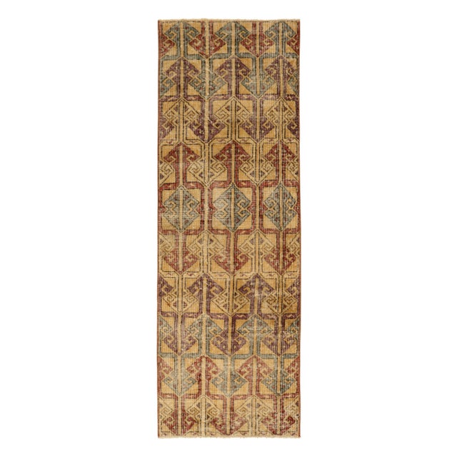 Textile Vintage Zeki Müren Rug in Gold With Red and Blue Patterns, by Rug & Kilim For Sale - Image 7 of 7