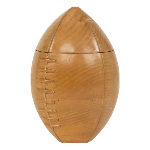 Mid-Century Rugby Ball Ice Bucket in Wood from Bint Firenze, Italy, 1970s For Sale