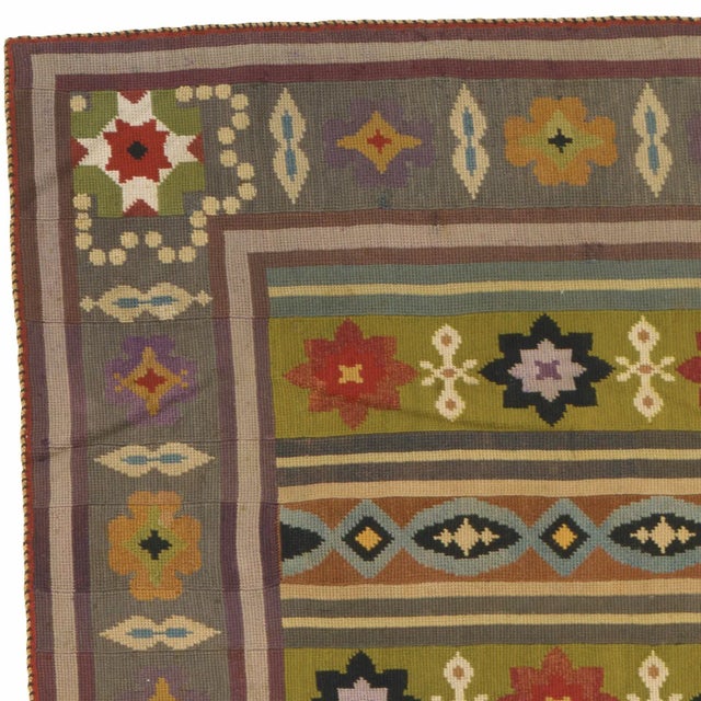 Antique Needlepoint Rug circa 1900 England Handwoven FJ Hakimian #0