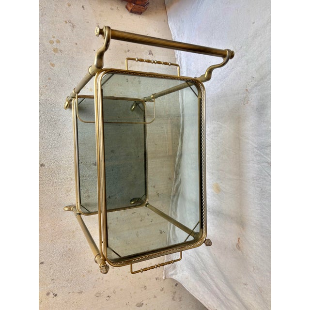 Metal 20th Century French Brass and Glass Bar Cart For Sale - Image 7 of 13