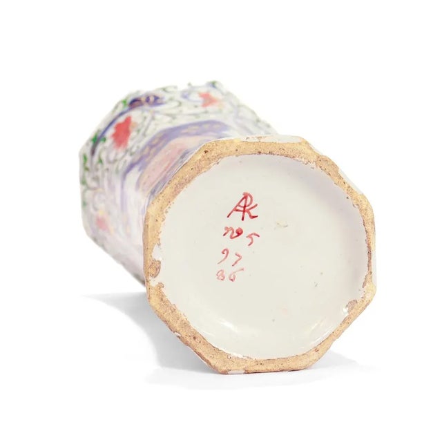 White Antique Dutch Delft Pottery Polychrome Beaker Vase by Pieter Kocx/De Grieksche A For Sale - Image 8 of 12