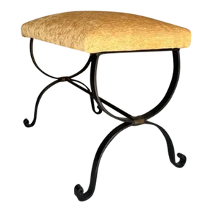 Spanish Iron Bench in Gold Velvet