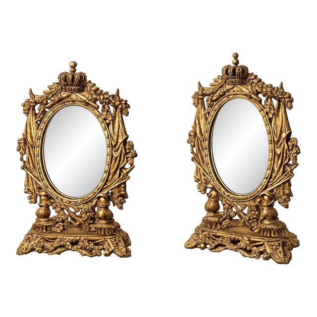Antique Rococo-Style Tabletop Vanity Mirror For Sale