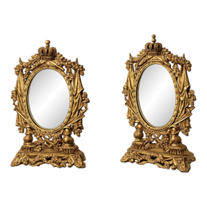 Antique Rococo-Style Tabletop Vanity Mirror