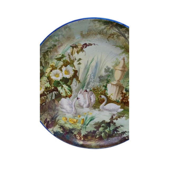 Large 19th Century French Faience Platter Swans Creil & Montereau For Sale - Image 4 of 6