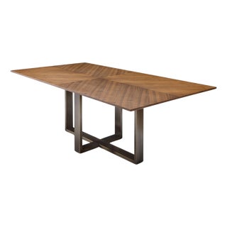 Modern Greg Sheres Style Walnut and Bronze Dining Table For Sale