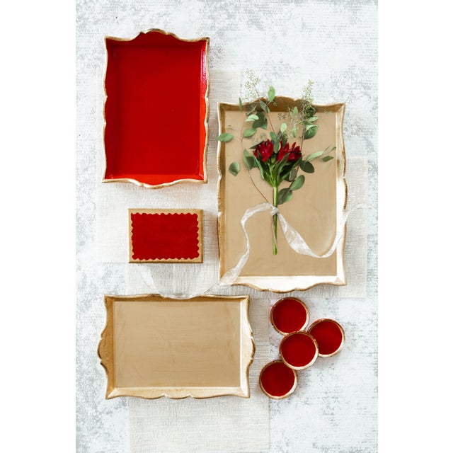 Maestro artisans handcarve each beautiful curve of the Florentine Wooden Accessories Gold Waste Basket before applying a...