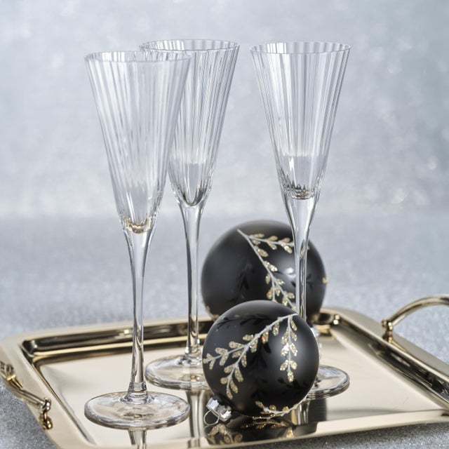 2020s Cesena Optic Champagne Flutes, Set of 4 For Sale - Image 5 of 6