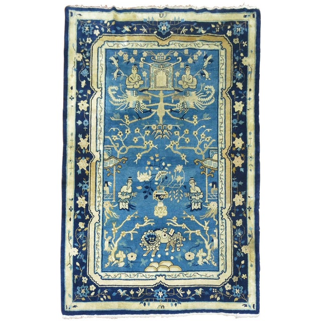 Blue Chinese Pictorial Antique Peking Rug For Sale - Image 15 of 18