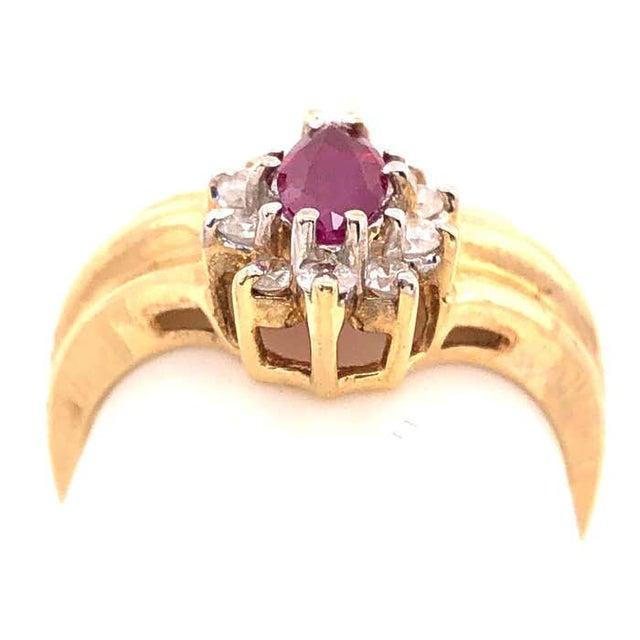 14 Karat Yellow and White Gold Ruby Ring With Diamond Accents 0.50 TDW, Size 7 For Sale In New York - Image 6 of 10