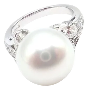Mikimoto Diamond Large South Sea Pearl Platinum Ring